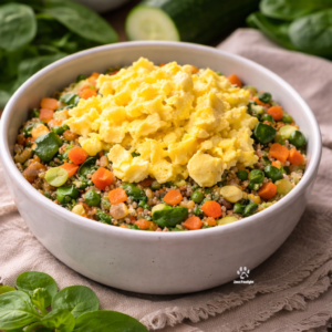 Egg and vegetable comfort bowl for dogs, lightly cooked and easy to digest
